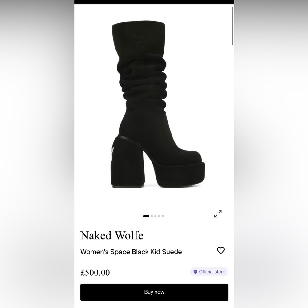 NAKED WOLFE Tan Genuine Suede Leather Platform Knee-High Boots - Picture 7 of 9